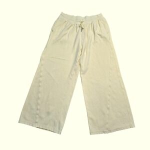AERIE Pale Yellow Wide Leg Drawstring Sweatpants Lounge Pants Large